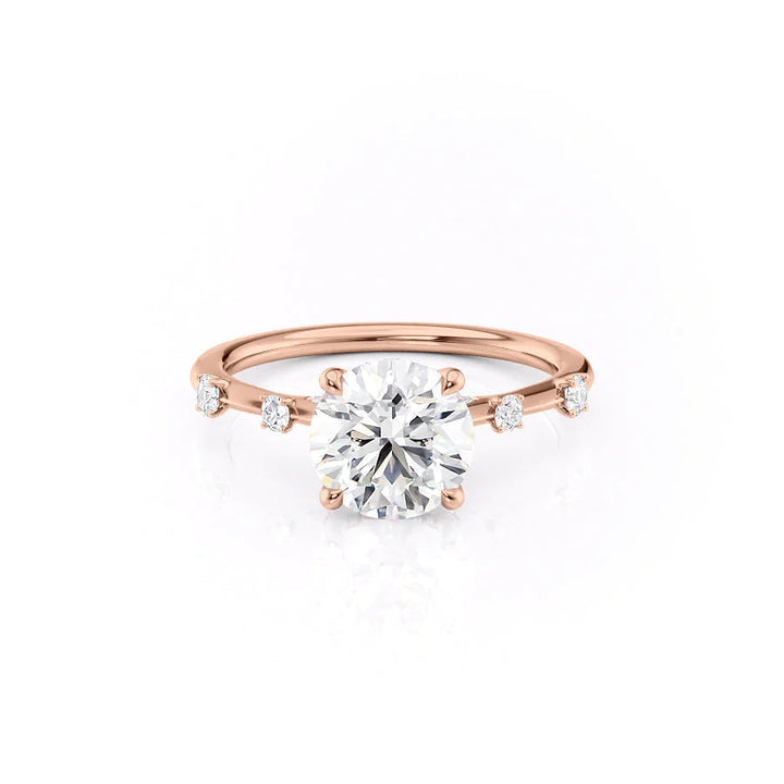 The Sasha Set With Round Side Stone Moissanite#material_14k-rose