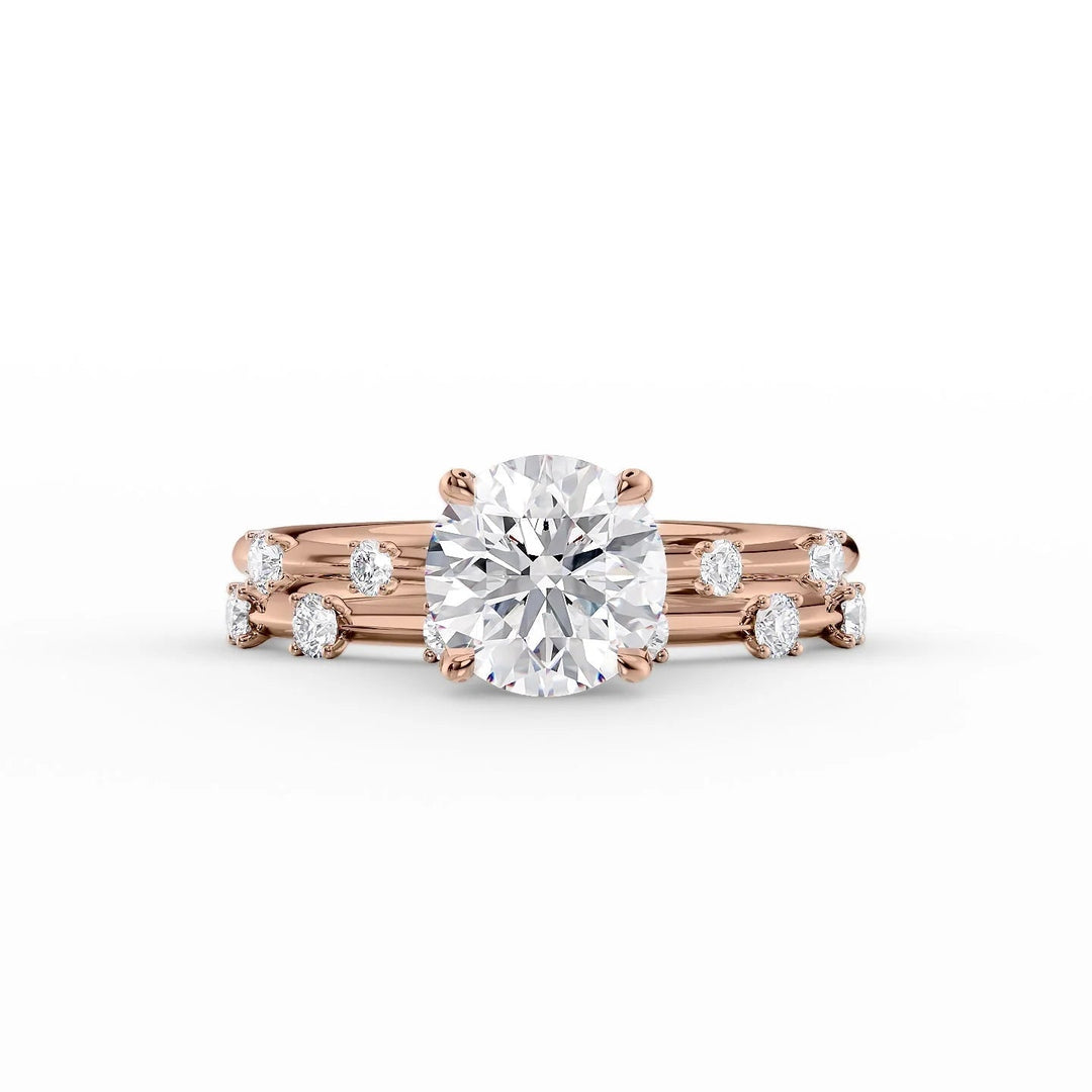 The Sasha Set With Round Side Stone Lab Diamond 2 Carat 14K Rose#material_14k-rose