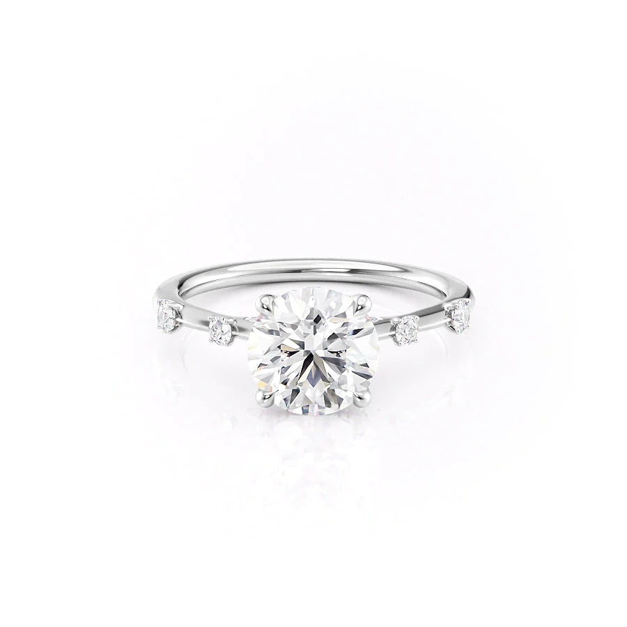 The Sasha Set With Round Side Stone Lab Diamond 1 Carat 14K White#material_14k-white