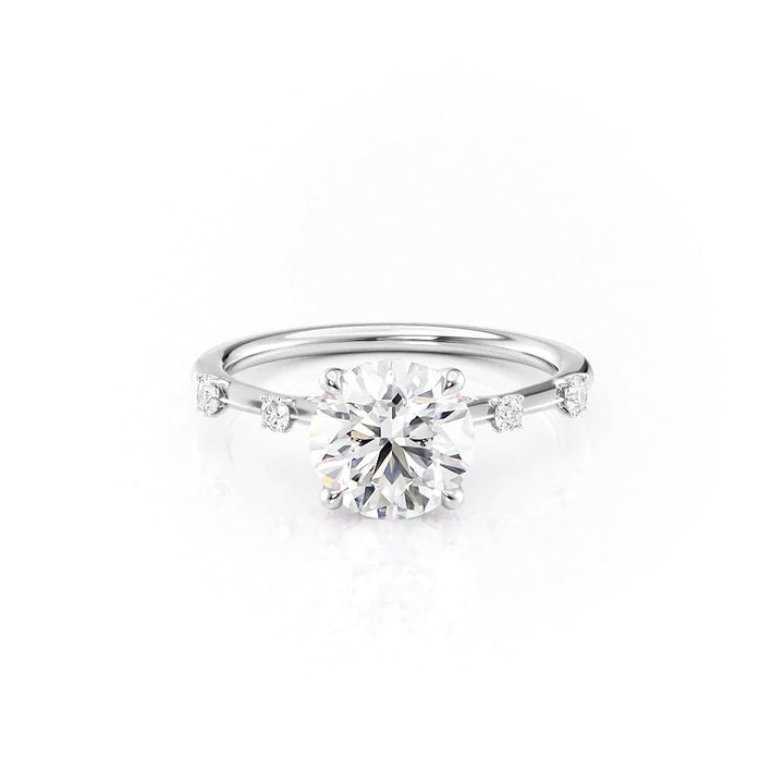 The Sasha Set With Round Side Stone Moissanite#material_14k-white