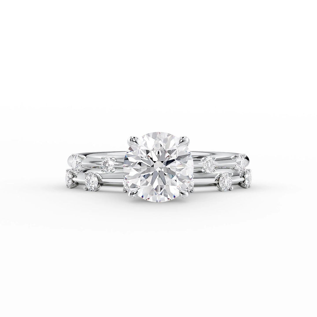 The Sasha Set With Round Side Stone Lab Diamond 2 Carat 14K White#material_14k-white