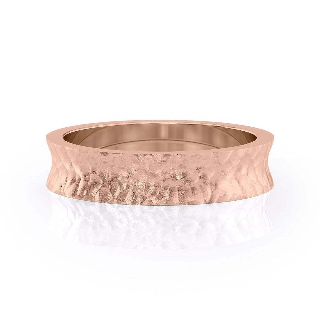 The Seamus Wedding Bands Hammered 14K Rose#material_14k-rose