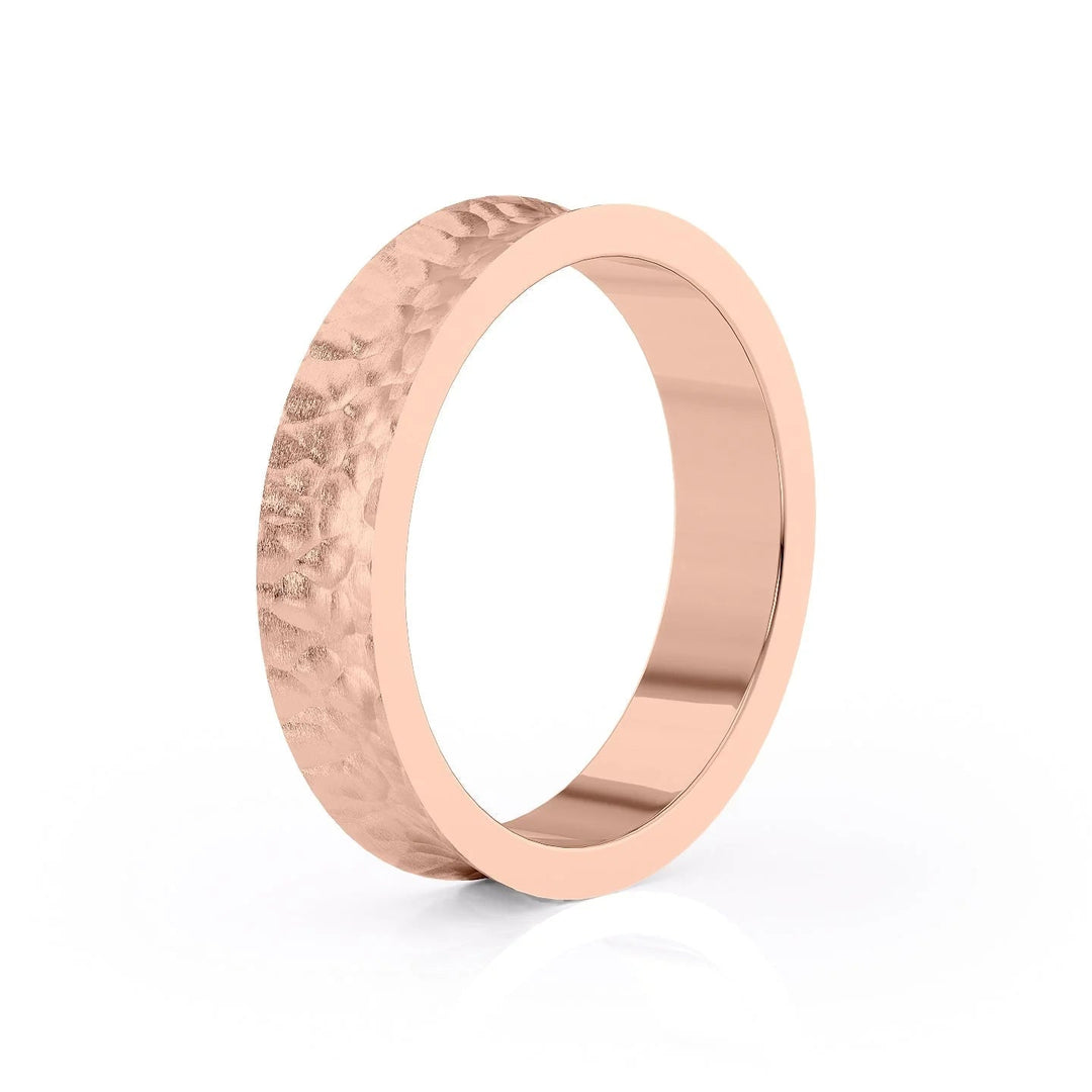 The Seamus Wedding Bands Hammered 14K Rose#material_14k-rose