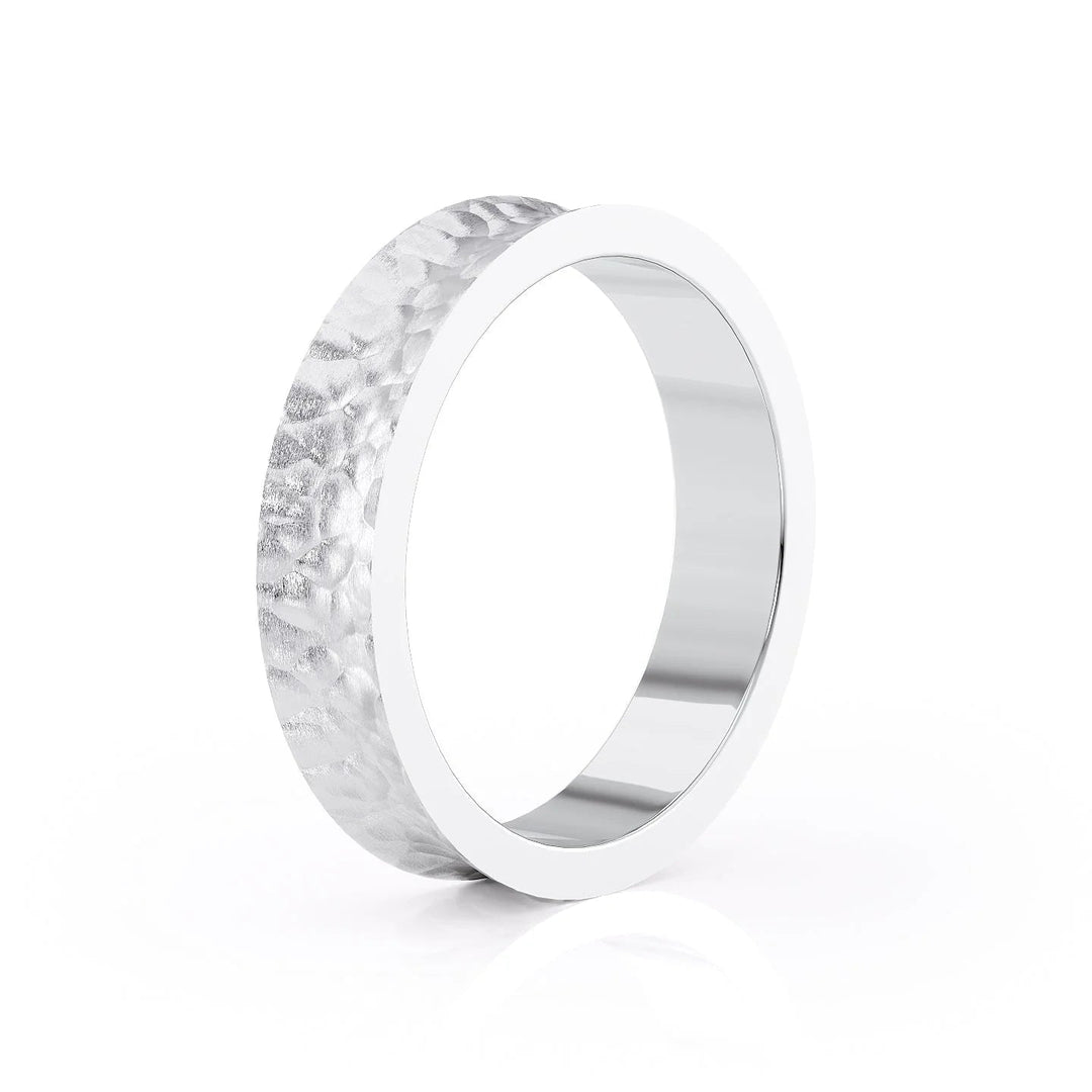 The Seamus Wedding Bands Hammered 14K White#material_14k-white