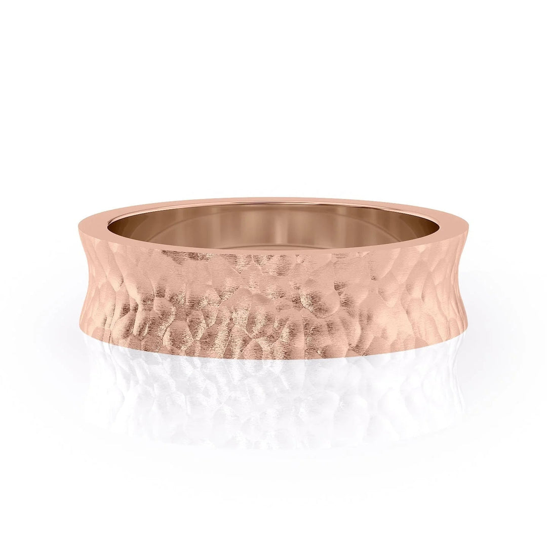 The Seamus Wedding Bands Hammered 14K Rose#material_14k-rose