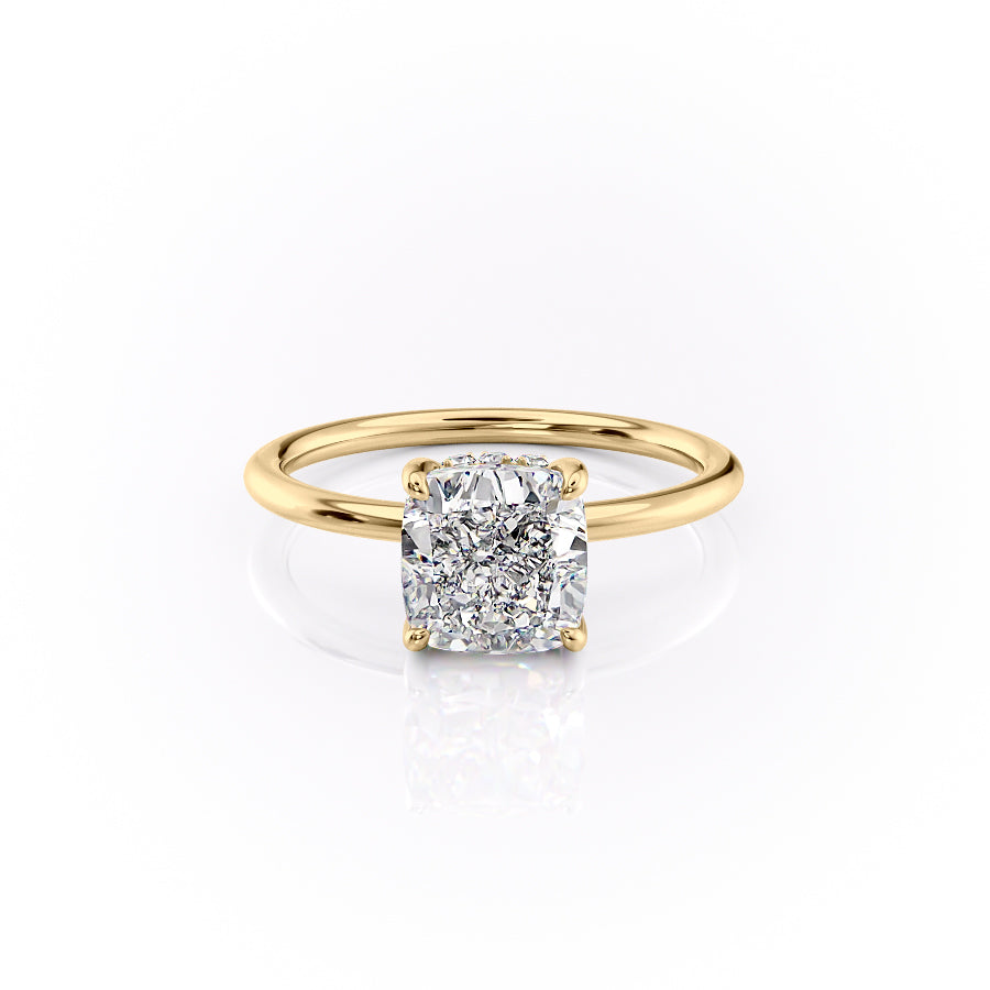 The Selena Set With Cushion Solitaire Lab Diamond 1 Carat 14K Gold#material_14k-gold