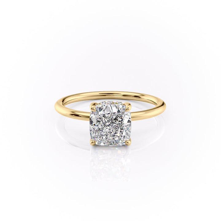 The Selena Set With Cushion Solitaire Moissanite#material_14k-gold