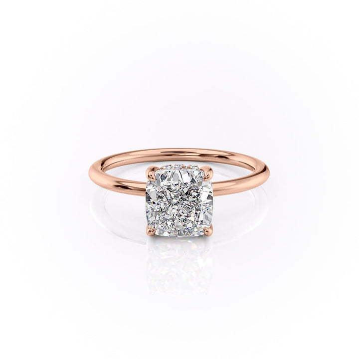 The Selena Set With Cushion Solitaire Moissanite#material_14k-rose