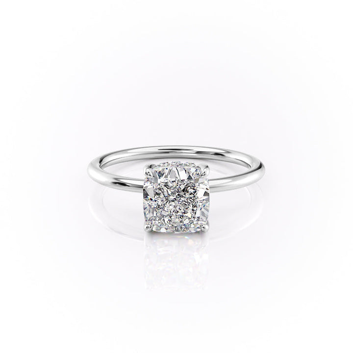 The Selena Set With Cushion Solitaire Lab Diamond 1 Carat 14K White#material_14k-white