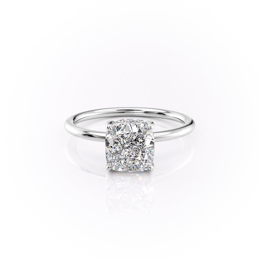 The Selena Set With Cushion Solitaire Moissanite#material_14k-white