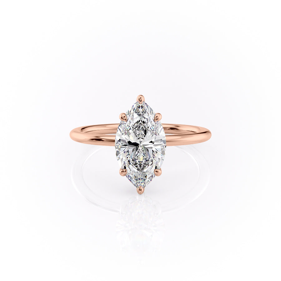 The Selena Set With Marquise Solitaire Lab Diamond 1 Carat 14K Rose#material_14k-rose