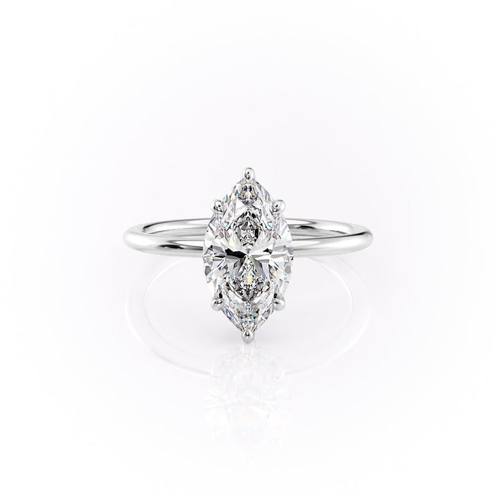 The Selena Set With Marquise Solitaire Lab Diamond 1 Carat 14K White#material_14k-white