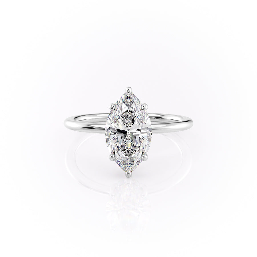 The Selena Set With Marquise Solitaire Moissanite#material_14k-white