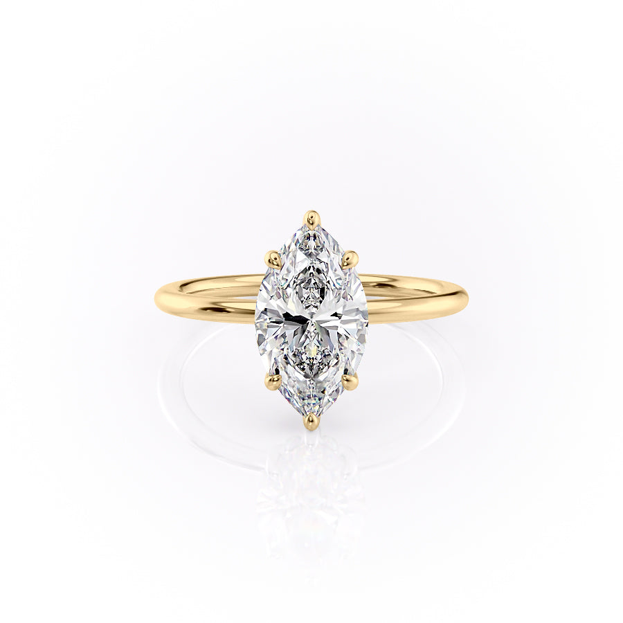 The Selena Set With Marquise Solitaire Moissanite#material_18k-gold