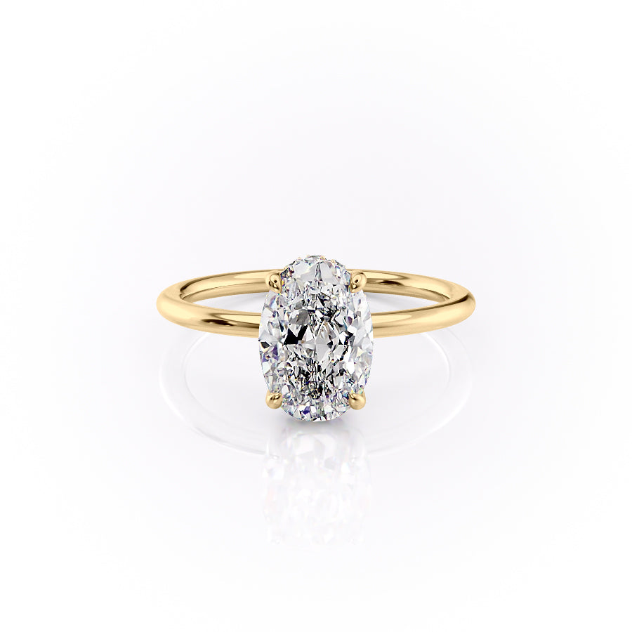 The Selena Set With Oval Solitaire Lab Diamond 1 Carat 14K Gold#material_14k-gold