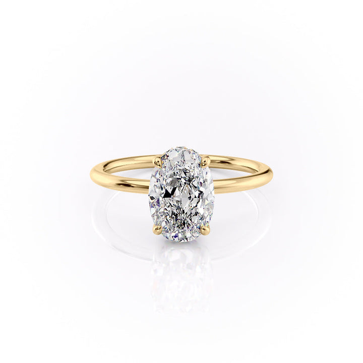 The Selena Set With Oval Solitaire Moissanite#material_14k-gold