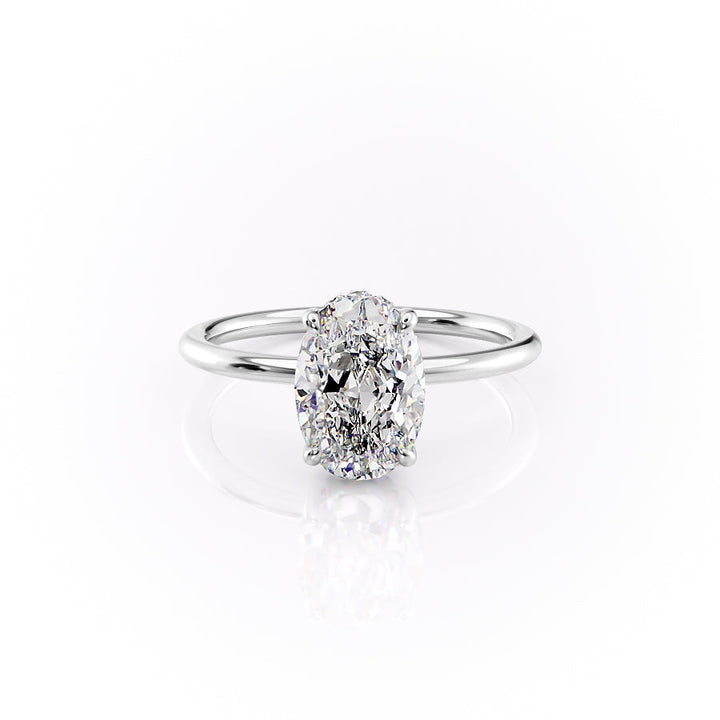 The Selena Set With Oval Solitaire Lab Diamond 1 Carat 14K White#material_14k-white