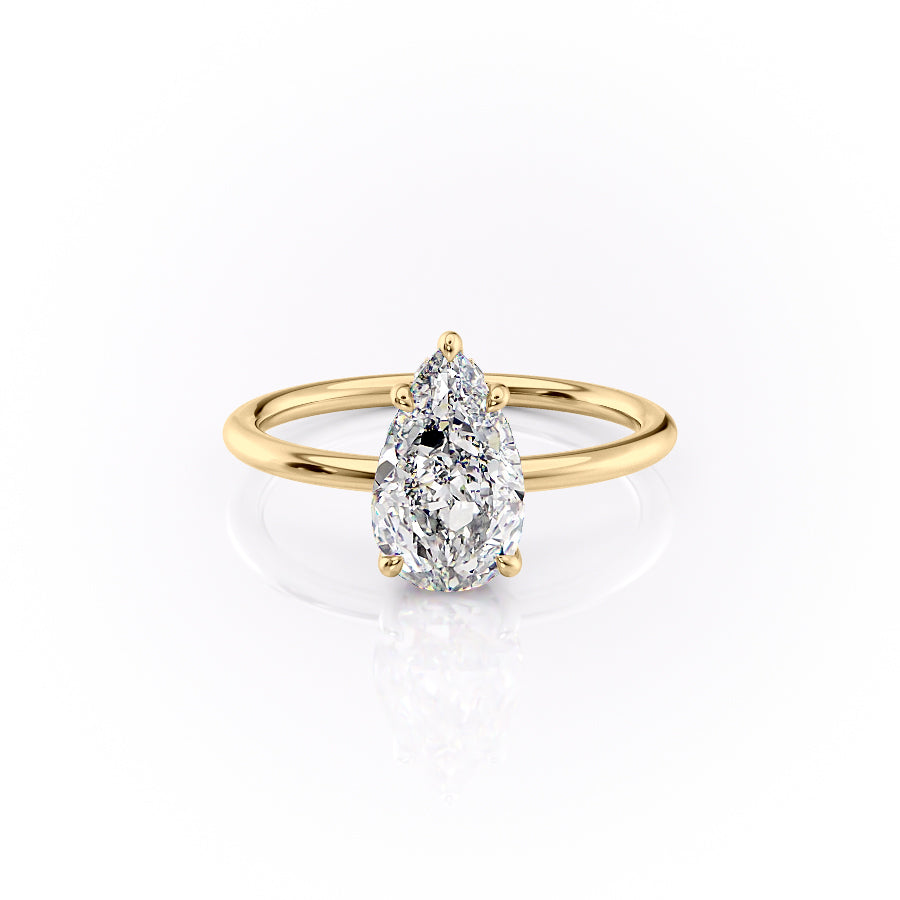 The Selena Set With Pear Solitaire Lab Diamond 1 Carat 14K Gold#material_14k-gold