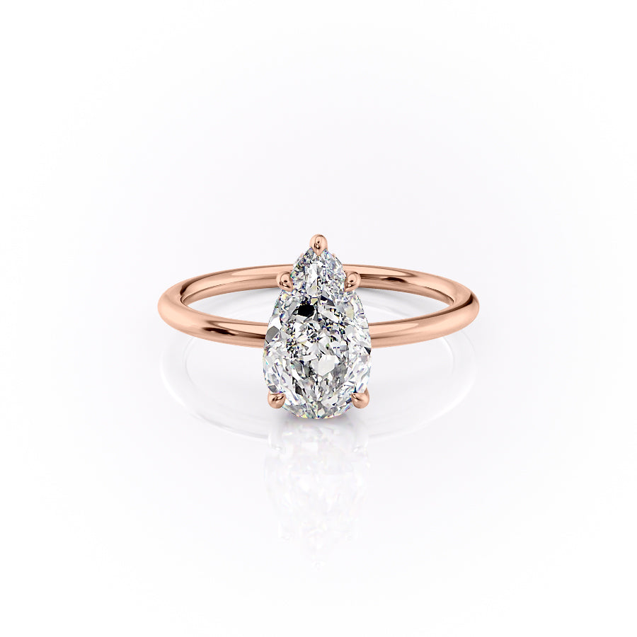 The Selena Set With Pear Solitaire Lab Diamond 1 Carat 14K Rose#material_14k-rose