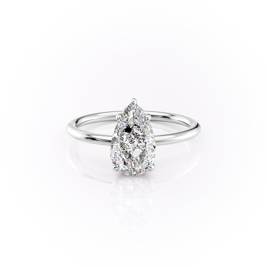 The Selena Set With Pear Solitaire Lab Diamond 1 Carat 14K White#material_14k-white