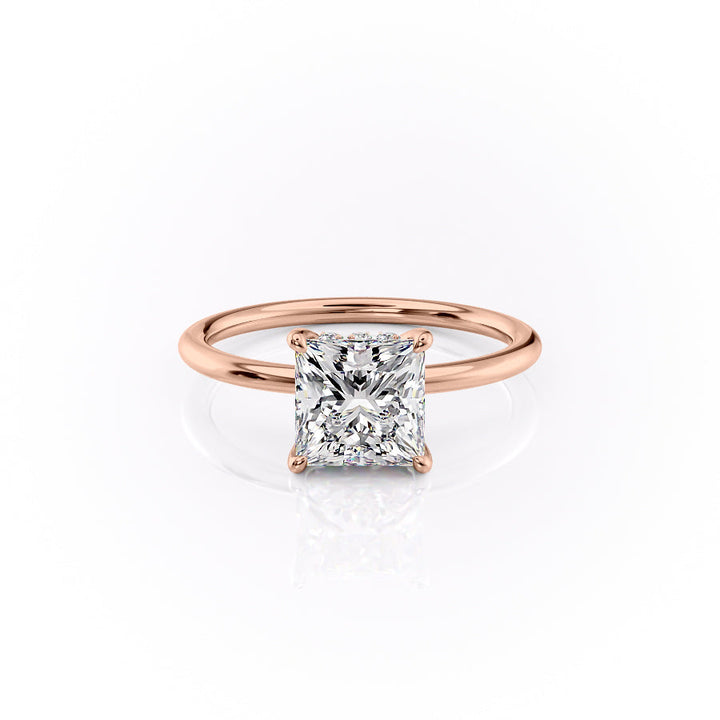 The Selena Set With Princess Solitaire Lab Diamond 1 Carat 14K Rose#material_14k-rose