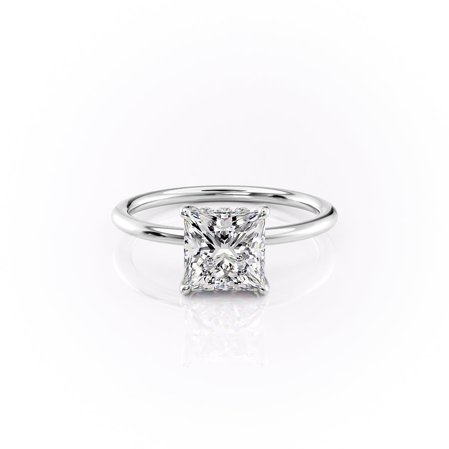 The Selena Set With Princess Solitaire Moissanite#material_14k-white