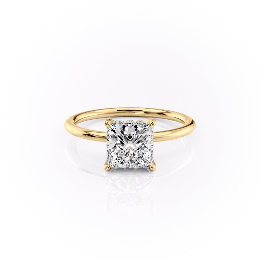 The Selena Set With Princess Solitaire Lab Diamond 1 Carat 18K Gold#material_18k-gold