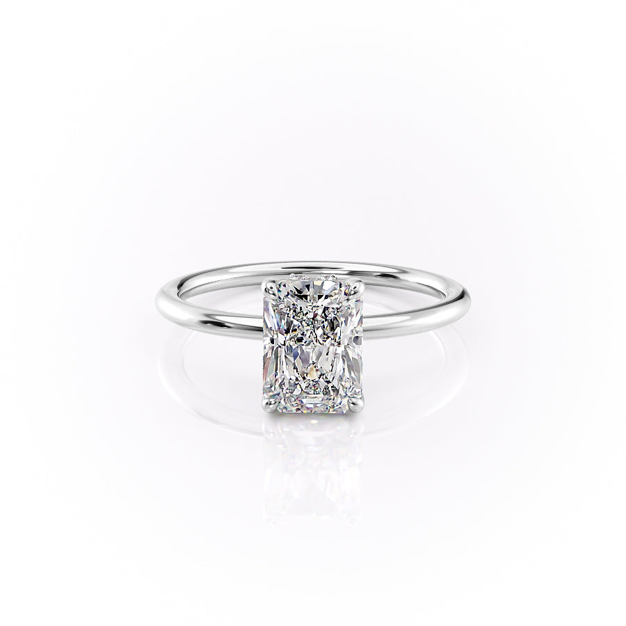 The Selena Set With Radiant Solitaire Lab Diamond 1 Carat 14K White#material_14k-white