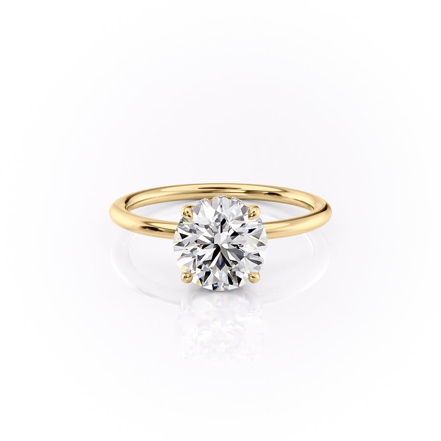 The Selena Set With Round Solitaire Moissanite#material_14k-gold