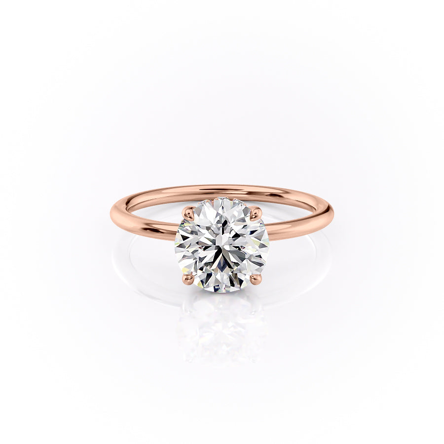 The Selena Set With Round Solitaire Lab Diamond 1 Carat 14K Rose#material_14k-rose