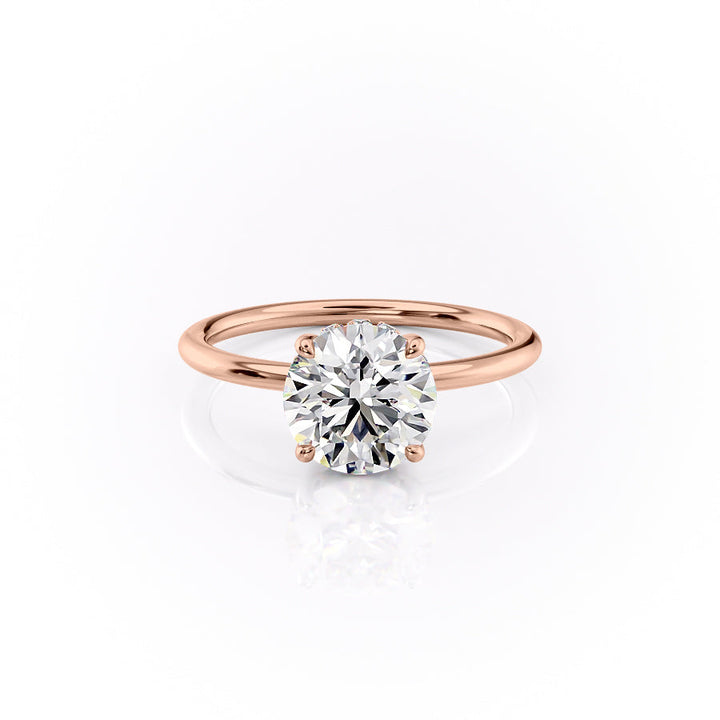 The Selena Set With Round Solitaire Moissanite#material_14k-rose