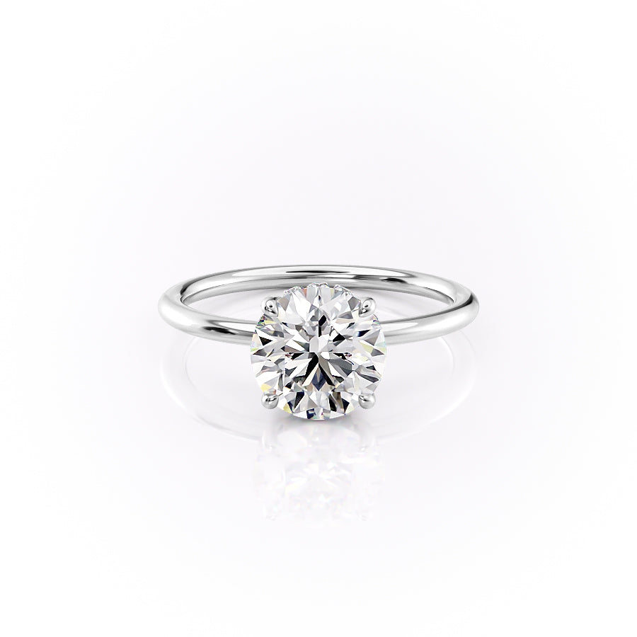 The Selena Set With Round Solitaire Lab Diamond 1 Carat 14K White#material_14k-white