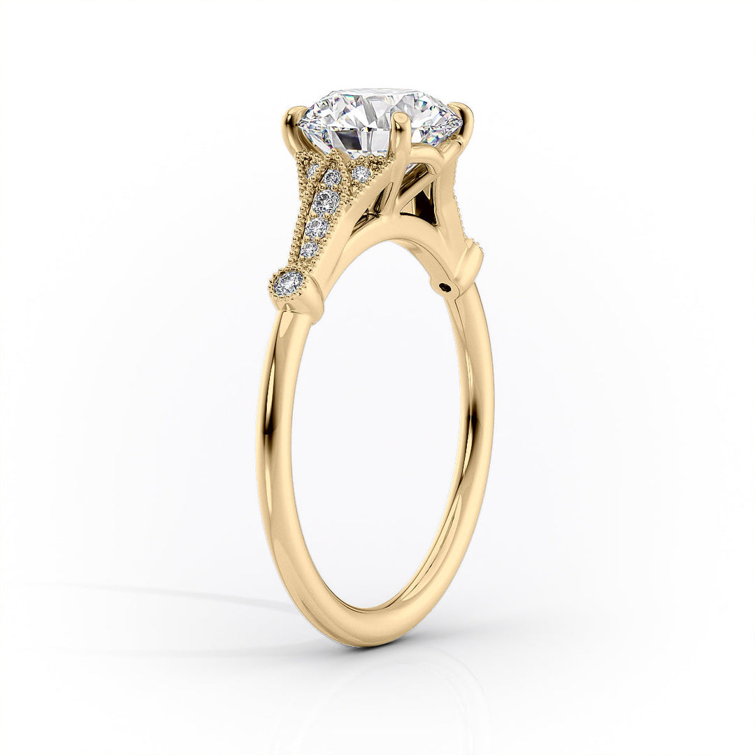 The Sharon Set With Cushion Side Stone Lab Diamond 1.5 Carat 14K Gold#material_14k-gold