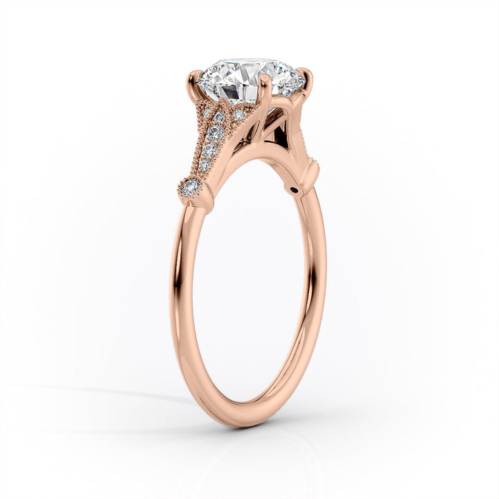 The Sharon Set With Cushion Side Stone Moissanite#material_14k-rose