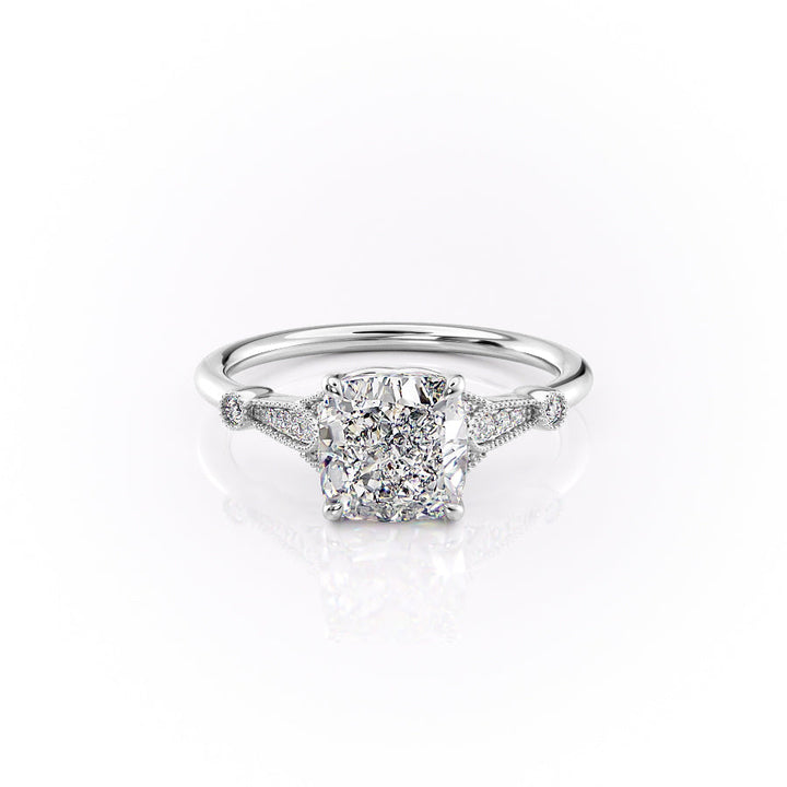 The Sharon Set With Cushion Side Stone Moissanite#material_14k-white