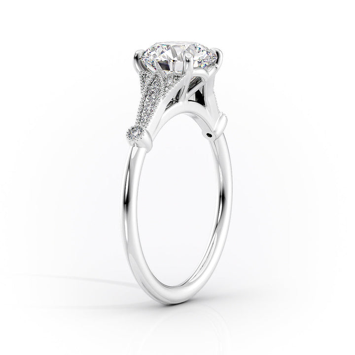 The Sharon Set With Cushion Side Stone Lab Diamond 1.5 Carat 14K White#material_14k-white