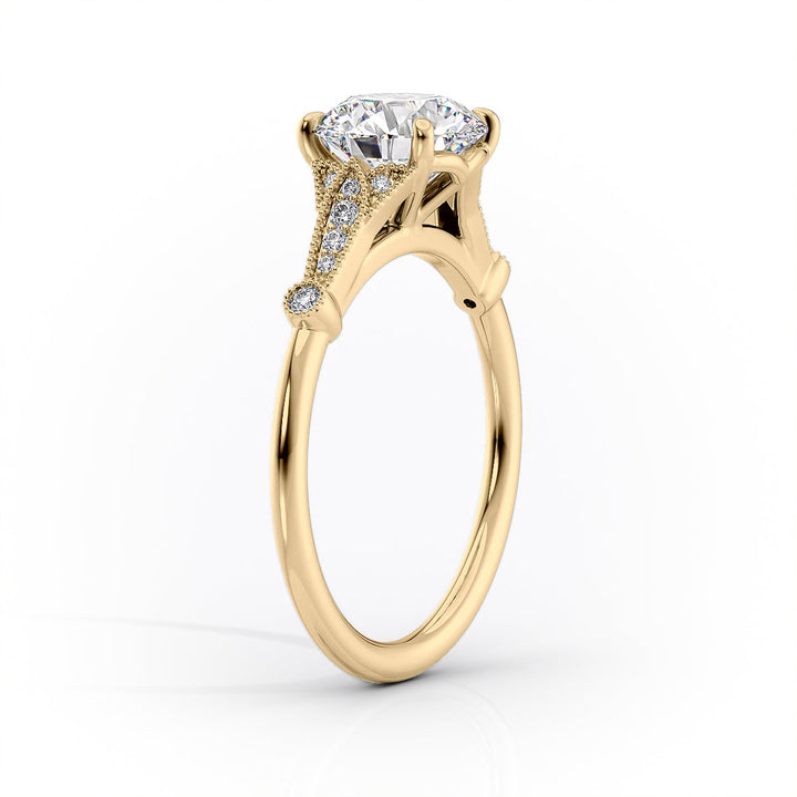 The Sharon Set With Cushion Side Stone Moissanite#material_18k-gold