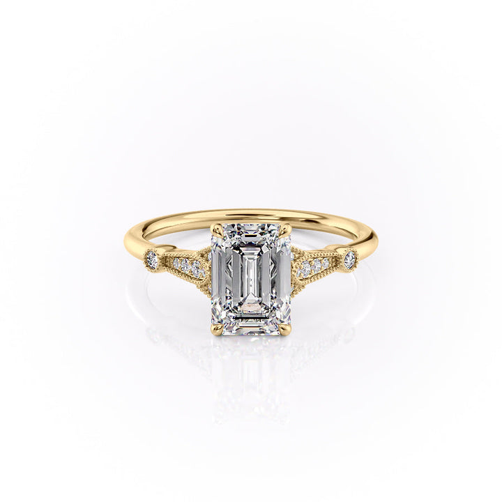 The Sharon Set With Emerald Side Stone Moissanite#material_14k-gold