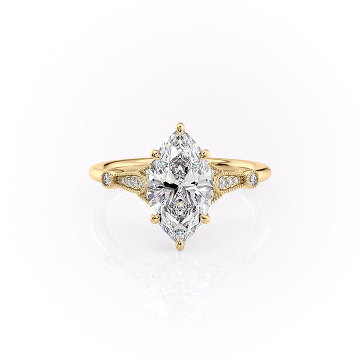 The Sharon Set With Marquise Side Stone Moissanite#material_18k-gold