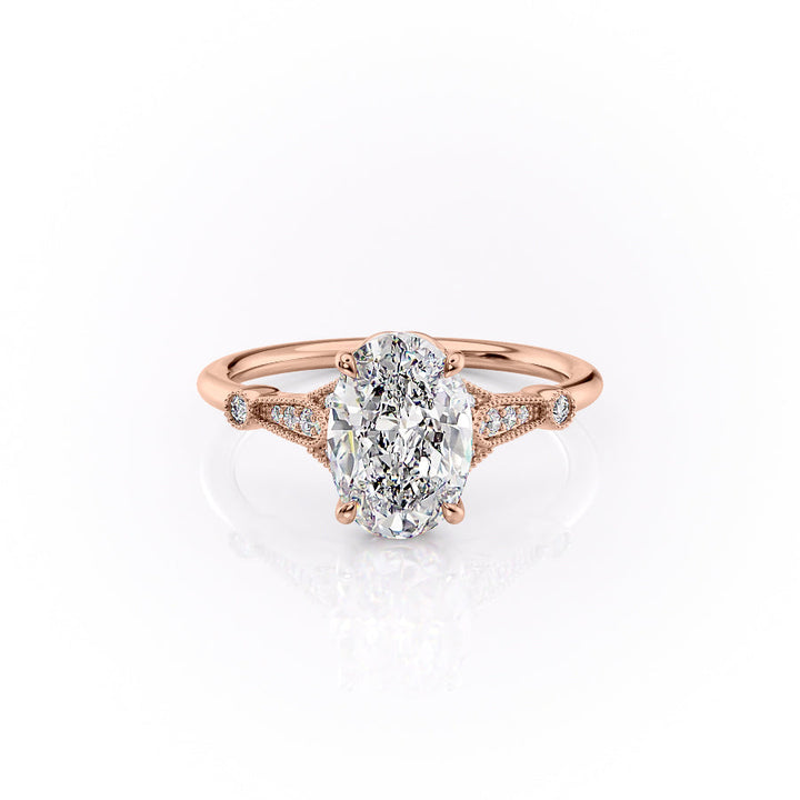 The Sharon Set With Oval Side Stone Moissanite#material_14k-rose