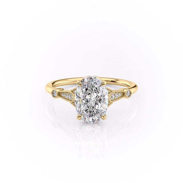 The Sharon Set With Oval Side Stone Moissanite#material_18k-gold