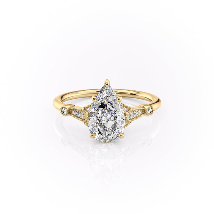 The Sharon Set With Pear Side Stone Moissanite#material_14k-gold