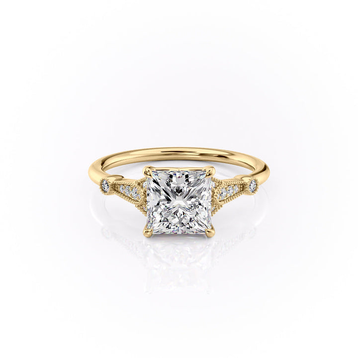 The Sharon Set With Princess Side Stone Moissanite#material_14k-gold