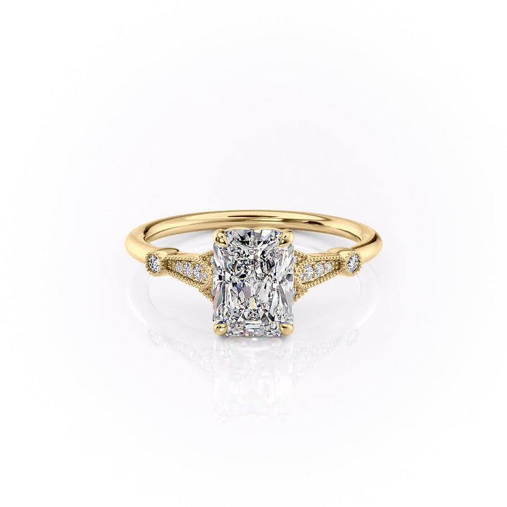 The Sharon Set With Radiant Side Stone Lab Diamond 1 Carat 14K Gold#material_14k-gold