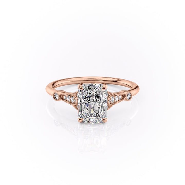 The Sharon Set With Radiant Side Stone Lab Diamond 1 Carat 14K Rose#material_14k-rose