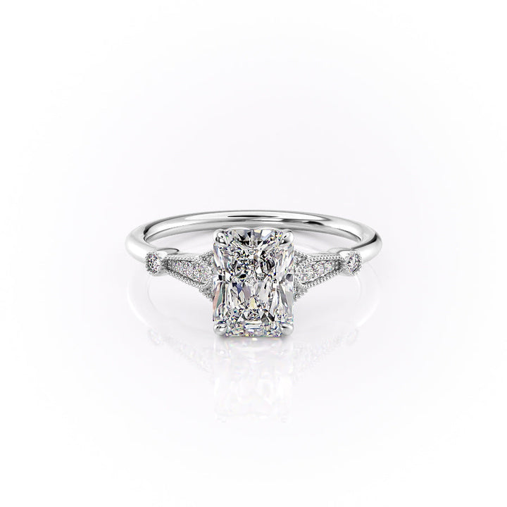 The Sharon Set With Radiant Side Stone Moissanite#material_14k-white