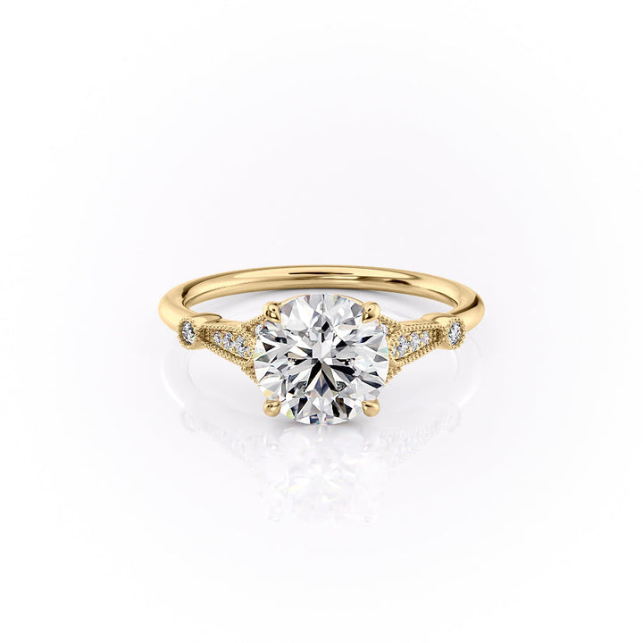 The Sharon Set With Round Side Stone Lab Diamond 1 Carat 14K Gold#material_14k-gold