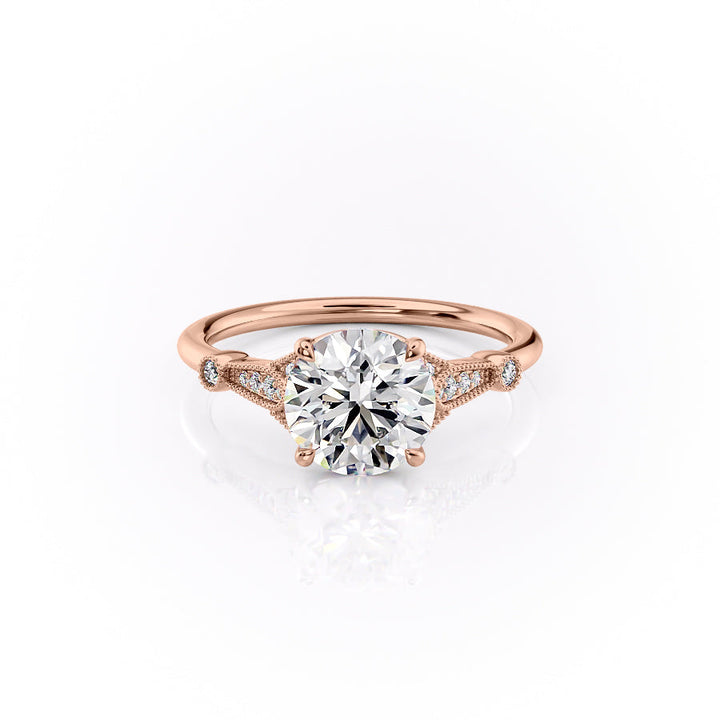 The Sharon Set With Round Side Stone Lab Diamond 1 Carat 14K Rose#material_14k-rose