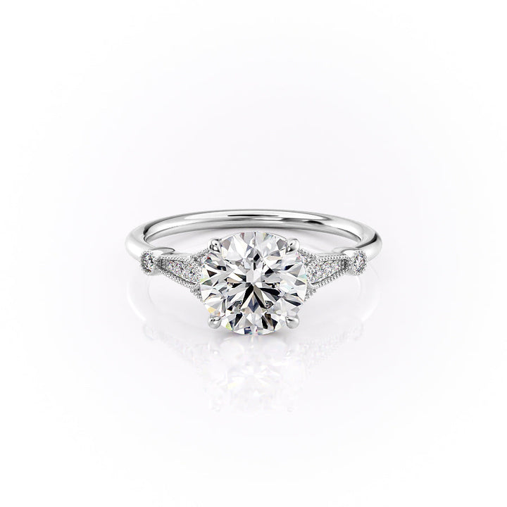 The Sharon Set With Round Side Stone Lab Diamond 1 Carat 14K White#material_14k-white