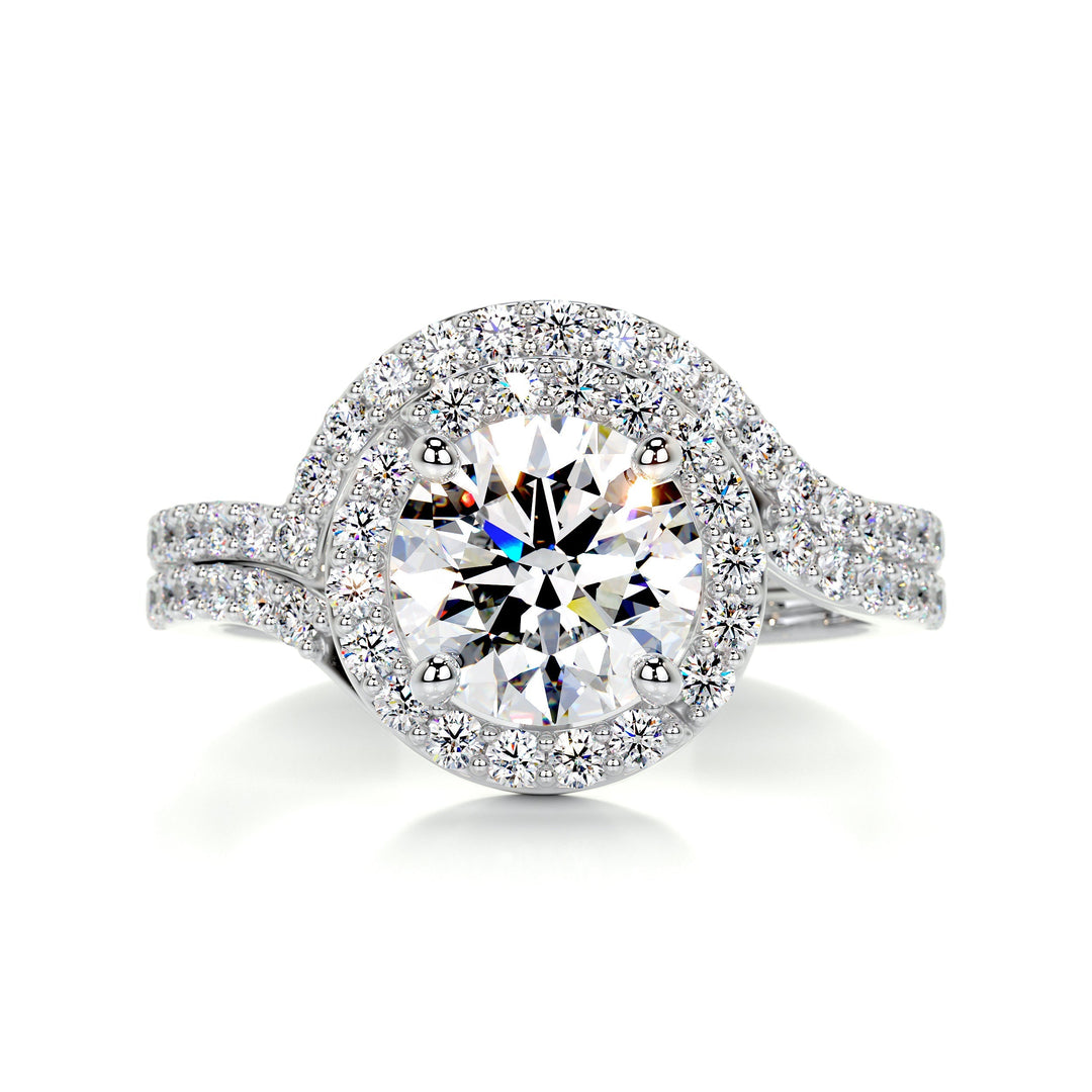 The Shelby Moissanite & Diamonds Bridal Set Moissanite 14K White 1 Carat Round#material_14k-white